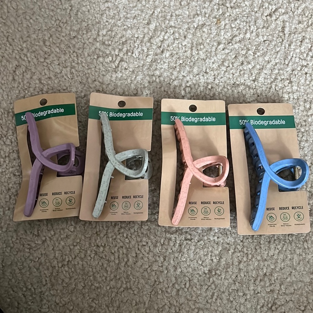 50% biodegradable hair claw pins 4 pieces set new
